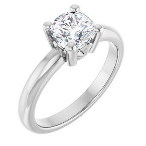 18K Palladium White Gold 6x6 mm Cushion Ring Mounting