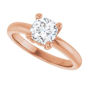 18K Rose Gold 6x6 mm Cushion Ring Mounting – image 8