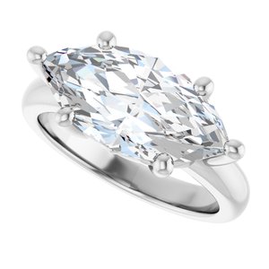 18K Palladium White Gold 16x8 mm Marquise Ring Mounting – image 8