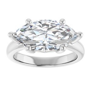 14K X1 White Gold 16x8 mm Marquise Ring Mounting – image 5