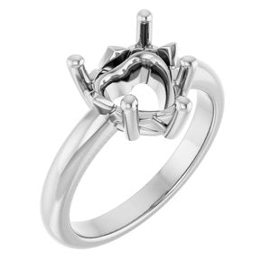 14K X1 White Gold 9x9 mm Heart Ring Mounting – image 2