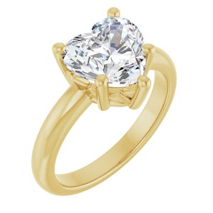 14K Yellow Gold 9x9 mm Heart Ring Mounting