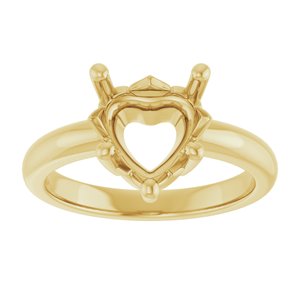 14K Yellow Gold 9x9 mm Heart Ring Mounting – image 6