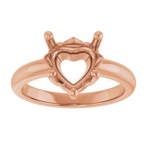 14K Rose Gold 9x9 mm Heart Ring Mounting – image 6
