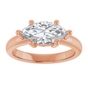 18K Rose Gold 12x6 mm Marquise Ring Mounting – image 5