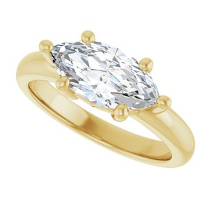 10K Yellow Gold 12x6 mm Marquise Ring Mounting – image 8