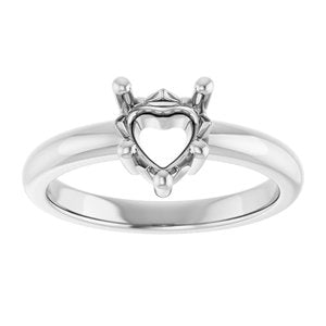18K Palladium White Gold 6.5x6.5 mm Heart Ring Mounting – image 6