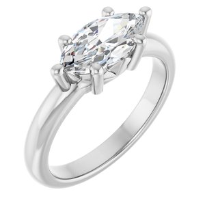 18K X1 White Gold 11x5.5 mm Marquise Ring Mounting