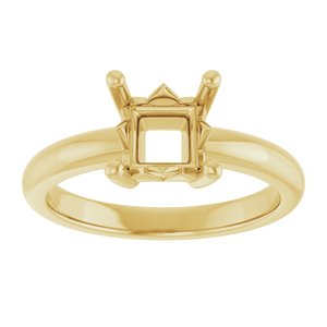 18K Yellow Gold 6x6 mm Square Ring Mounting – image 6