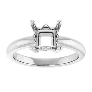 14K White Gold 6x6 mm Square Ring Mounting – image 6