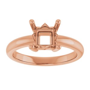 18K Rose Gold 6x6 mm Square Ring Mounting – image 6