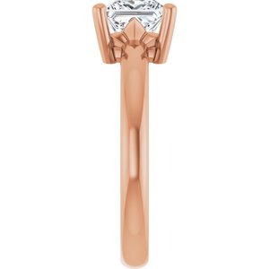 18K Rose Gold 6x6 mm Square Ring Mounting – image 7