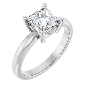 18K White Gold 6x6 mm Square Ring Mounting
