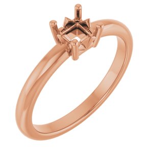 18K Rose Gold 3.75x3.75 mm Square Ring Mounting – image 2