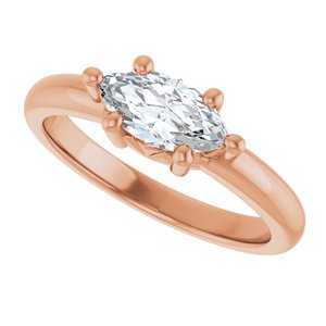 10K Rose Gold 9x4.5 mm Marquise Ring Mounting – image 8