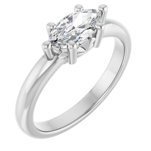 14K X1 White Gold 9x4.5 mm Marquise Ring Mounting