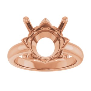 14K Rose Gold 13 mm Round Ring Mounting – image 6