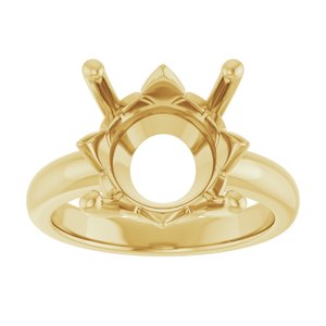 18K Yellow Gold 13 mm Round Ring Mounting – image 6
