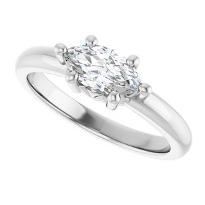 18K Palladium White Gold 8.5x4.5 mm Marquise Ring Mounting – image 8