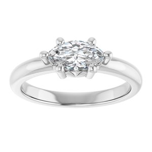 18K Palladium White Gold 8.5x4.5 mm Marquise Ring Mounting – image 5