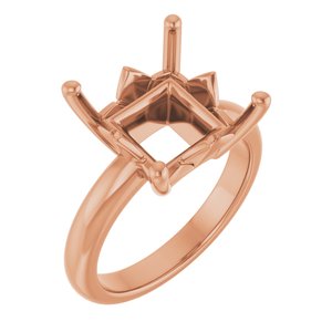 14K Rose Gold 10x10 mm Square Ring Mounting – image 2