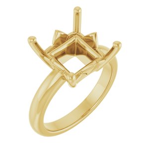 18K Yellow Gold 10x10 mm Square Ring Mounting – image 2