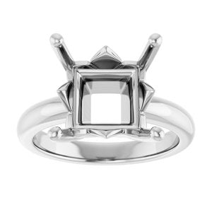 10K White Gold 10x10 mm Square Ring Mounting – image 6
