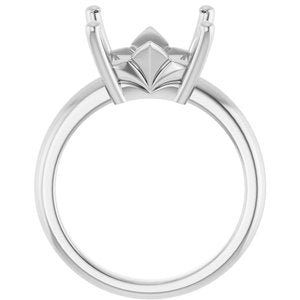 18K Palladium White Gold 10x10 mm Square Ring Mounting – image 4