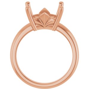 18K Rose Gold 10x10 mm Square Ring Mounting – image 4