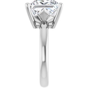 18K Palladium White Gold 10x10 mm Square Ring Mounting – image 7