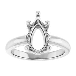 18K Palladium White Gold 12x7.5 mm Pear Ring Mounting – image 6
