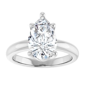 10K White Gold 12x7.5 mm Pear Ring Mounting – image 5