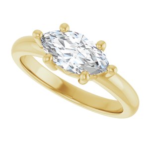 10K Yellow Gold 10.5x5.5 mm Marquise Ring Mounting – image 8