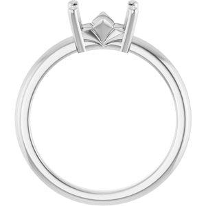 18K Palladium White Gold 7.5x5.5 mm Emerald Ring Mounting – image 4
