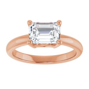 14K Rose Gold 7.5x5.5 mm Emerald Ring Mounting – image 5