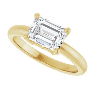 14K Yellow Gold 7.5x5.5 mm Emerald Ring Mounting – image 8