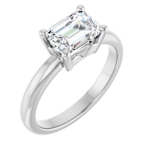 18K Palladium White Gold 7.5x5.5 mm Emerald Ring Mounting