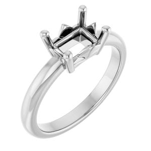 18K Palladium White Gold 7.5x5.5 mm Emerald Ring Mounting – image 2