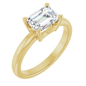 10K Yellow Gold 7.5x5.5 mm Emerald Ring Mounting