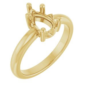 18K Yellow Gold 9x6 mm Pear Ring Mounting – image 2