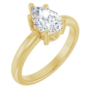18K Yellow Gold 9x6 mm Pear Ring Mounting