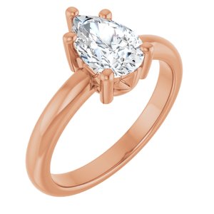 14K Rose Gold 9x6 mm Pear Ring Mounting