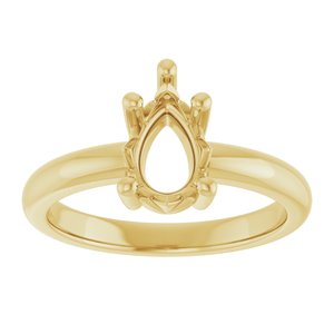 18K Yellow Gold 9x6 mm Pear Ring Mounting – image 6