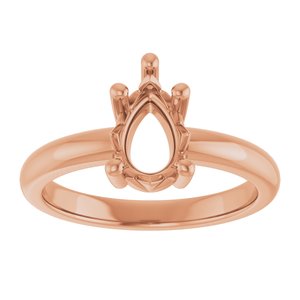 18K Rose Gold 9x6 mm Pear Ring Mounting – image 6