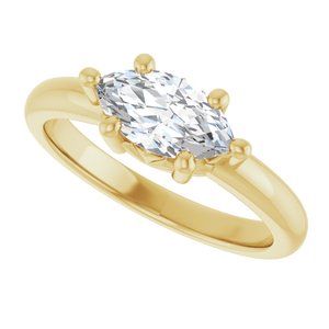 18K Yellow Gold 9.5x5 mm Marquise Ring Mounting – image 8