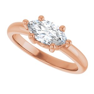 18K Rose Gold 9.5x5 mm Marquise Ring Mounting – image 8
