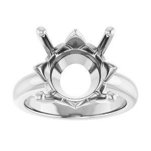 18K Palladium White Gold 14 mm Round Ring Mounting – image 6
