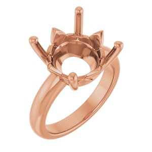 14K Rose Gold 14 mm Round Ring Mounting – image 2