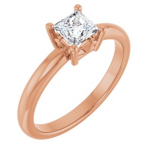 18K Rose Gold 4.5x4.5 mm Square Ring Mounting