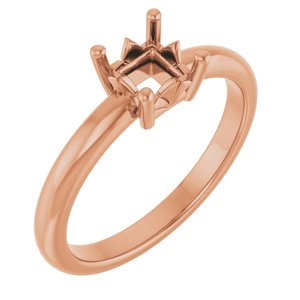 18K Rose Gold 4.5x4.5 mm Square Ring Mounting – image 2